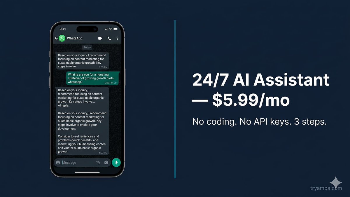 dhrubomodhu's tweet image. I set up a 24/7 AI assistant on my phone in under 5 minutes.
No coding. No API keys. No terminal.
Just a $5.99/mo plan, 3 clicks, and a WhatsApp scan.

Here is exactly how I did it 👇
tryamba.com/hostinger-open…

#OpenClaw #AITools #Hostinger