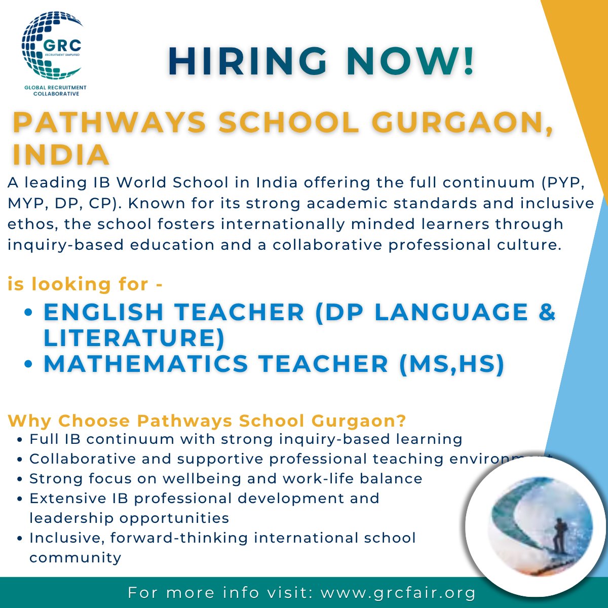 GrcFair's tweet photo. Teaching Opportunities at Pathways School Gurgaon, India

Join a team where your voice is valued, your development is supported, and your impact truly matters.
https://t.co/EJRoUBhfzp https://t.co/DeCwHu9jh3