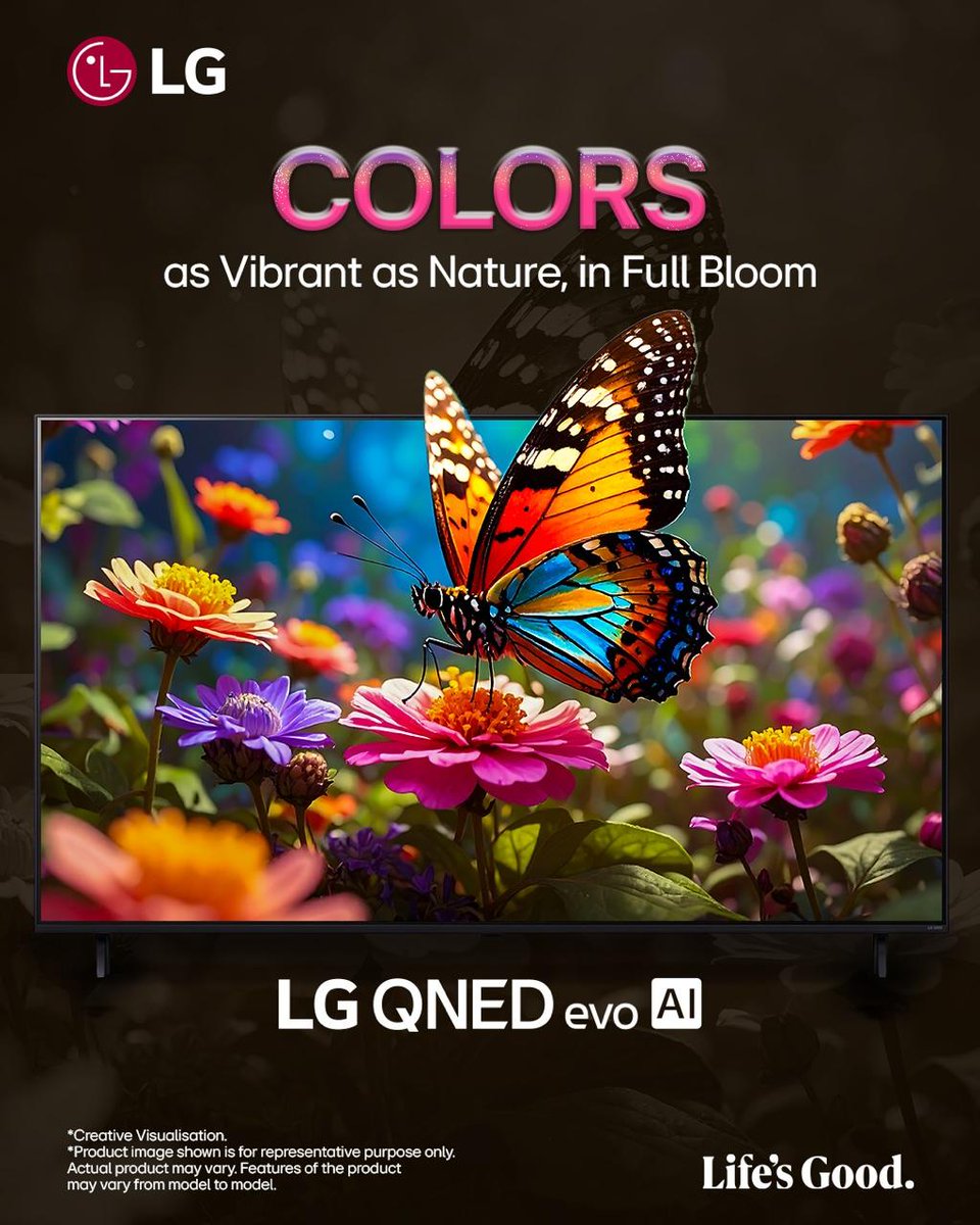 LGIndia's tweet image. Colours so real, they don’t just appear, they come alive.
That’s the magic of LG QNED evo AI. ✨

Know more at: bit.ly/4nTY772

#LG #LifesGood #LGQNED #QNEDTV #QNEDAITV