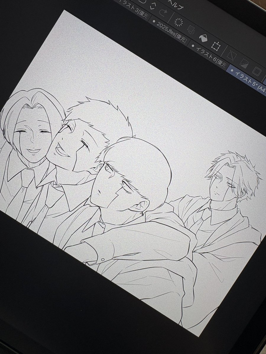 3人を生暖かく見てる☔️君を描きたいのになんぼ目だけを描き直しても🍄君しか眼中にない☔️君になる(病)