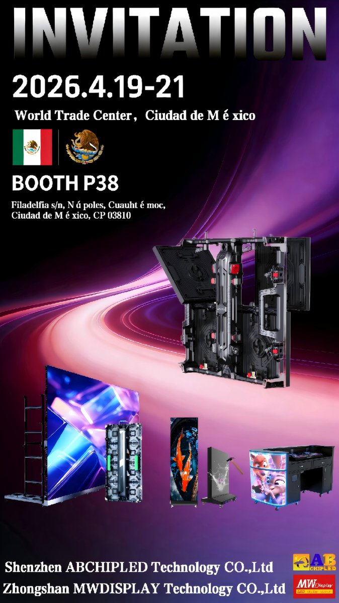 abchipled's tweet photo. 🎉The Mexican LED Advertising Exhibition kicks off in April! We sincerely invite you to attend, enjoy the latest LED products and explore new opportunities in the Latin American market together🤝 https://t.co/RQH0FxE6s0