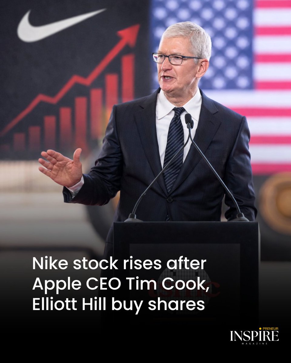 theinspire72961's tweet image. #Apple CEO #TimCook Just Bought #Nike Stock Worth roughly $1 Million

Tim Cook and Nike CEO #ElliottHill each bought $1 million worth of Nike stock in recent days. Cook has long served on the board of Nike. 

Details: inspirepreneurmagazine.com/business/nike-…