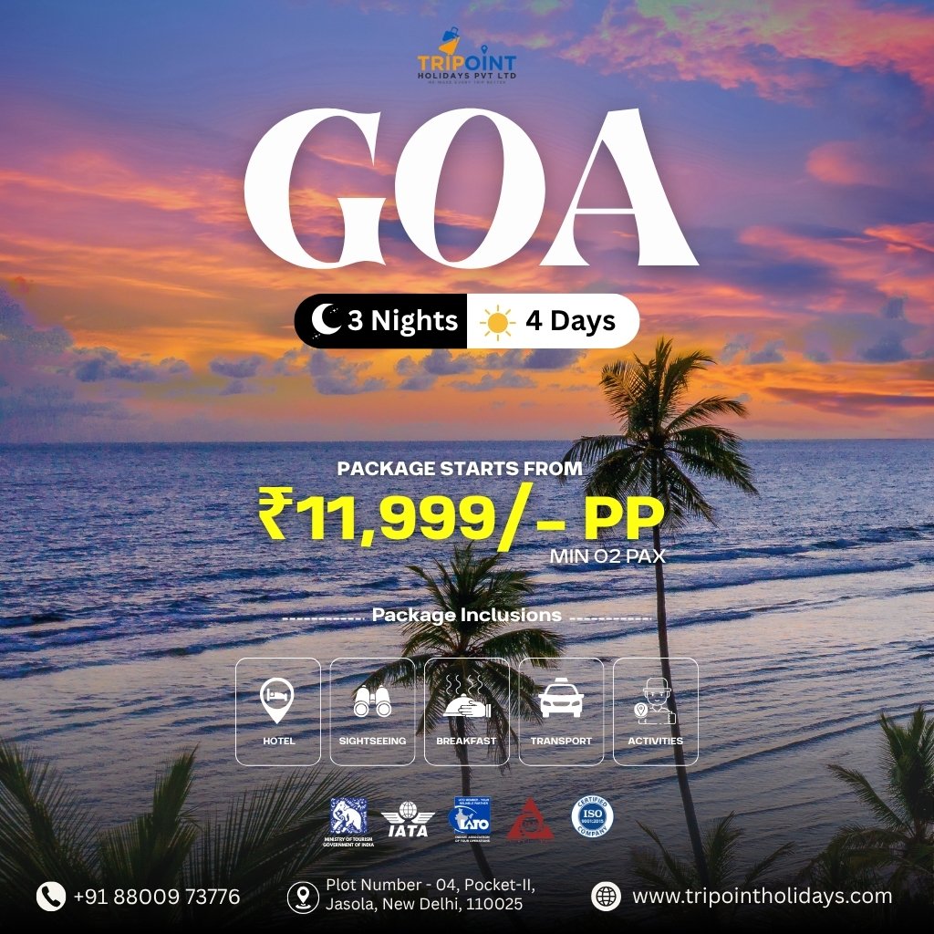 TripointHoliday's tweet image. Explore the beauty of Goa 
with Tripoint Holidays Pvt. Ltd. 🌊

Enjoy sun-kissed beaches, vibrant nightlife &amp;amp; thrilling water sports. 🏖️

Limited slots available—plan your perfect getaway now

📞 +91 88009-73776
🌐 tinyurl.com/goa-tour-packa…

#GoaTrip #BeachVibes #TripointHolidays