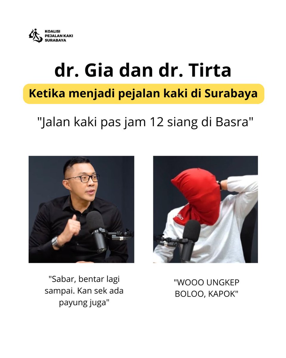 projectkopsby's tweet photo. Seandainya dr. Gia dan dr. Tirta jadi arek Suroboyo dan jalan kaki di kota pahlawan, mungkin seperti ini yang akan diutarakan. Kalian tipe yang mana? Tentram atau tantrum?😭😭 https://t.co/dgVQoxXTOM