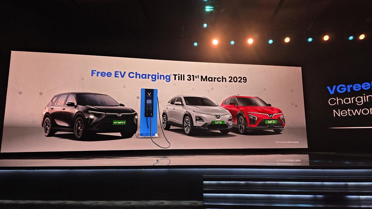 odmag's tweet image. Big incentive push from VinFast! Free EV charging announced till 31 March 2029 across its network. Covers models like VF6, VF7 and the VF MPV lineup.

#VinFast #EVIndia #ElectricVehicles