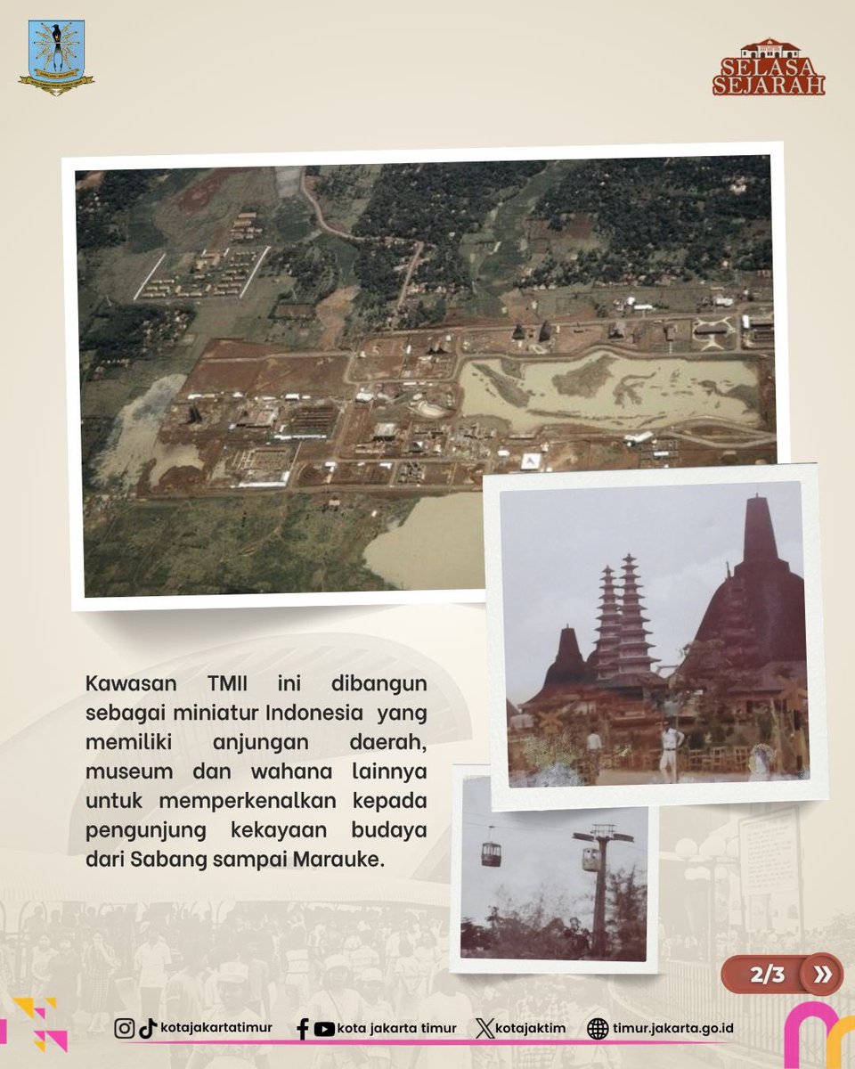 kotajaktim's tweet image. #SobatJaktim! Berangkat dari sejarahnya sejak 1975, TMII jadi salah satu destinasi yang nggak cuma seru tapi juga penuh nilai budaya Indonesia.

Kalau kamu ke sini, spot mana yang paling wajib dikunjungi? 👀✨

#JakartaTimur #TMII #SelasaSejarah 
#WisataJakarta
