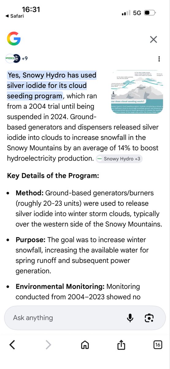 schitzoziris's tweet image. Chatted with Evan at Federal #Health Minister #MarkButler Office re #SnowyHydro stopping Cloud Seeding with Toxic Silver Iodide
snowyhydro.com.au/news/cloud-see…
It is Toxic to all Life
icliniq.com/articles/first…
I asked if Government can afford to pay Damages ! You haven’t got Flu or COVID !