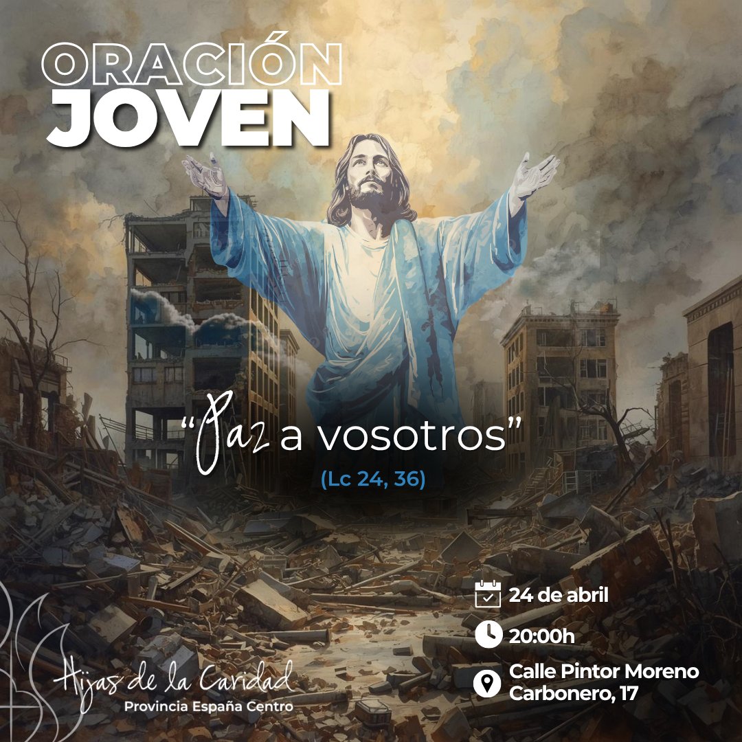 🌄 Dios, Señor de la Vida, nos creó para la comunión, no para la guerra.

El mundo tiene sed de #paz… y seguro que tu 💔 también.

🙏🏼 Te invitamos a orar juntos por la paz en la #OraciónJoven el próximo #24abril.

#PastoralHHCC