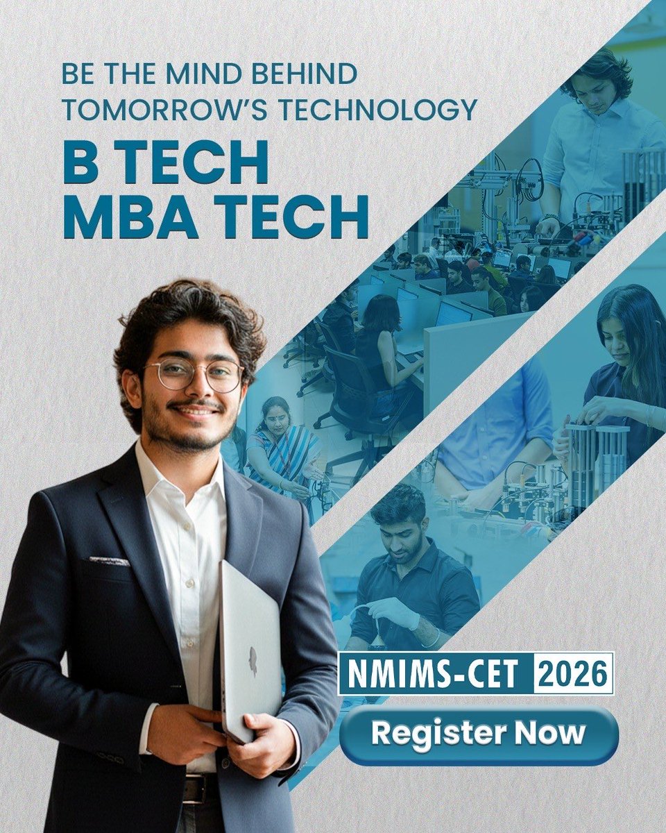 Registrations for NCET 2026 are now open.
Choose from B Tech or the integrated MBA Tech programme, designed to build strong technical skills with business acumen.
Prepare for real-world challenges and a future-ready career.
Apply now: ncet.nmims.edu
