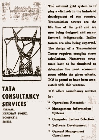 IndiaHistorypic's tweet image. 1970 :: Advertisement of Tata Consultancy Services ( TCS )