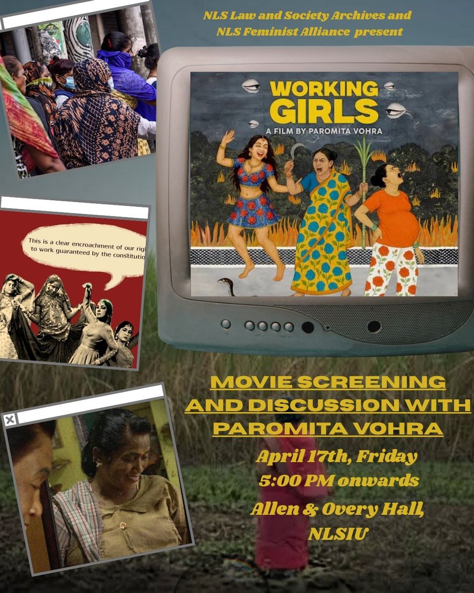 NLSIUofficial's tweet image. #FilmScreening
The NLS Law and Society Archives, in collaboration with the NLS Feminist Alliance (NLSFA), is organising screening of ‘Working Girls’ by Paromita Vohra. It will be followed by a discussion with the filmmaker.
🗓️Day &amp;amp; date: Friday, April 17, 2026
🕔Time: 5:00 PM