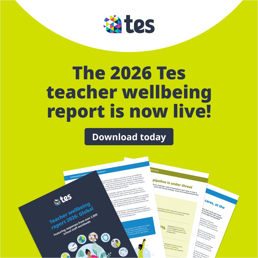 TesGlobalX's tweet image. Our Global teacher wellbeing report 2026 brings together voices from across the profession. See what educators are telling us about workload, wellbeing &amp;amp; the future of teaching. Download your copy: eu1.hubs.ly/H0tkjWW0  

#edtech #school #education #teacherwellbeing
