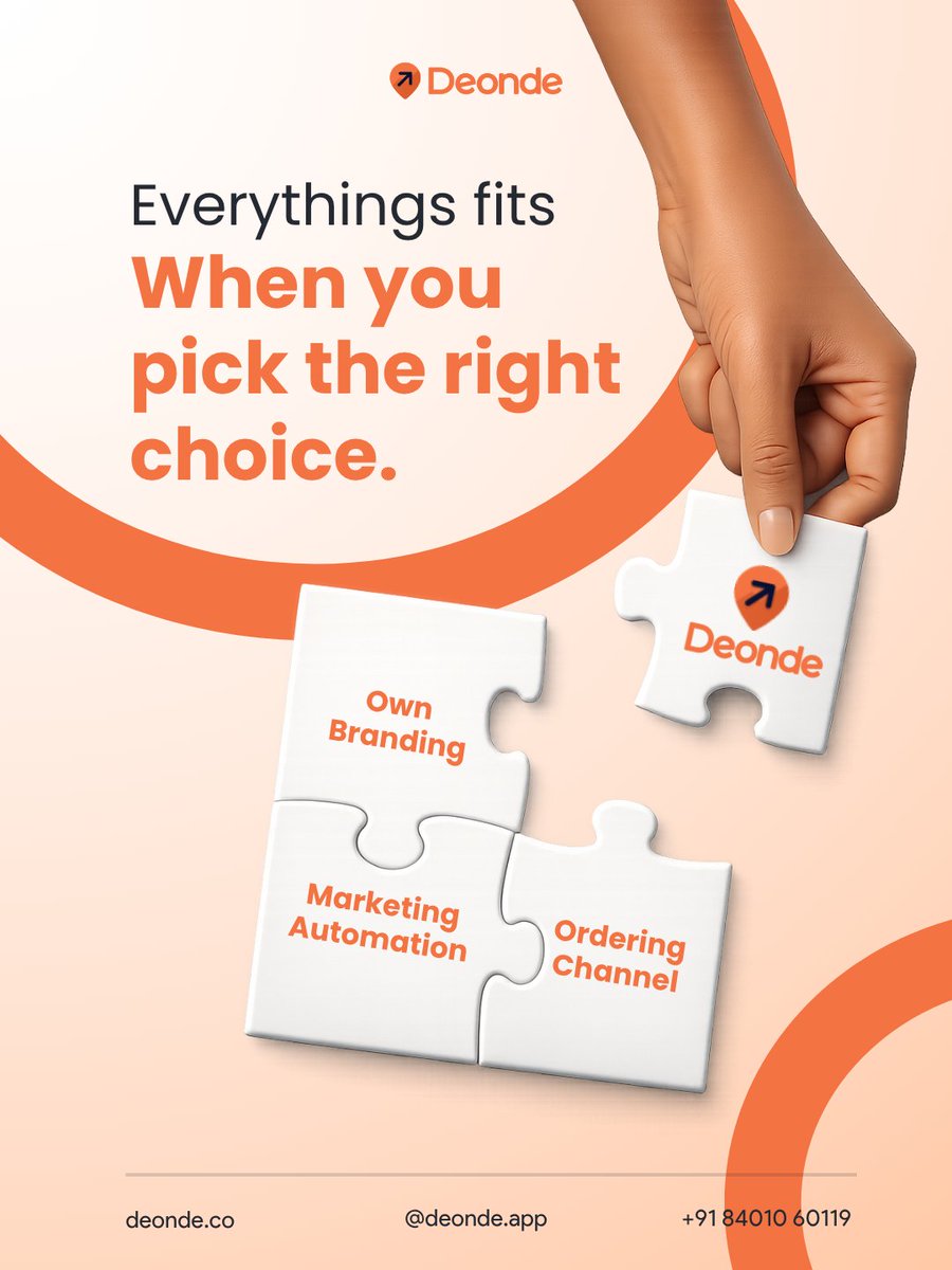 DeondeApp's tweet image. Missing a piece of your business puzzle? 🧩 

#deonde is the ultimate fit! Bring your Own Branding, Marketing Automation, and Ordering Channels together in one powerful platform. 

Make the right choice today! 🚀👇
deonde.co

#marketingautomation #onlineordering