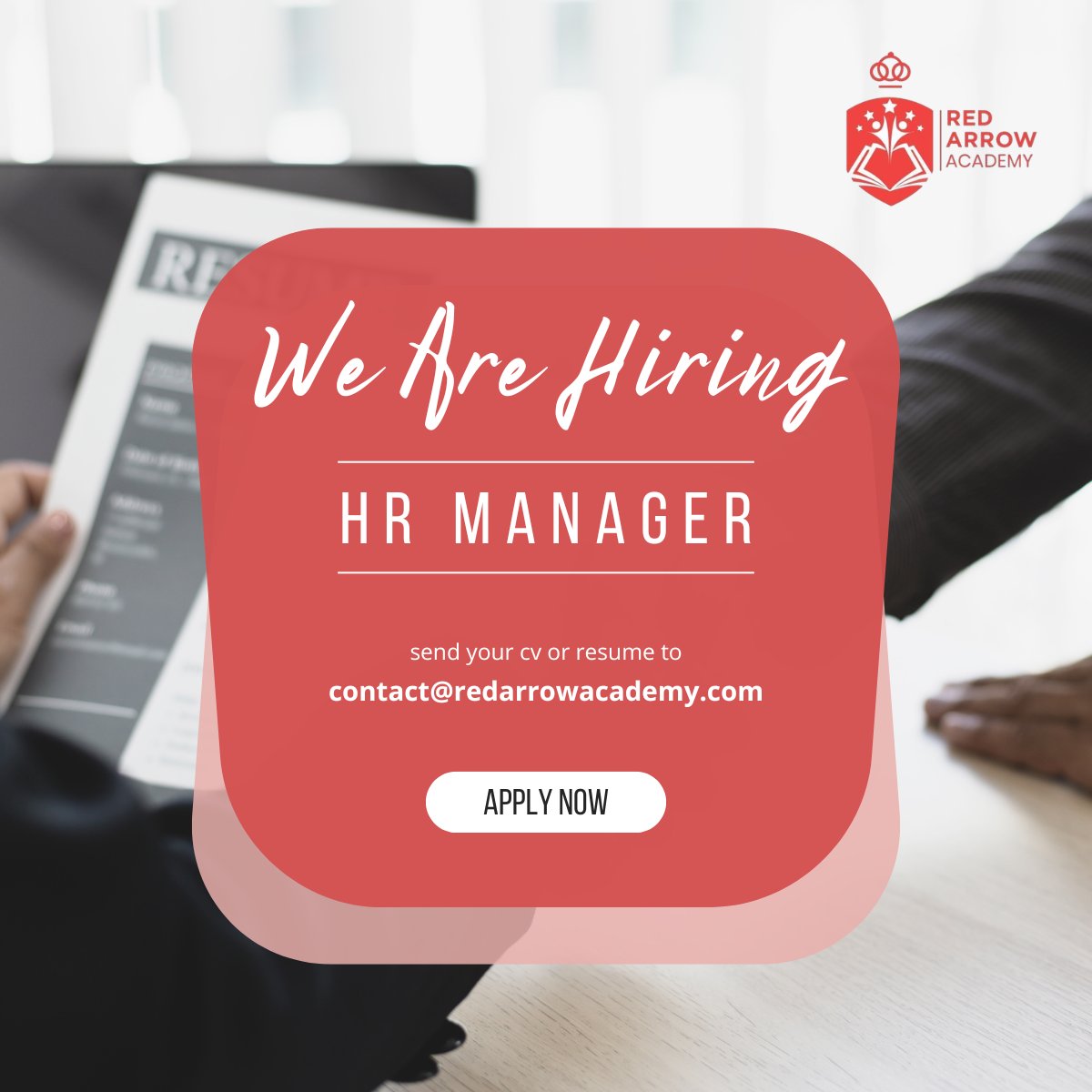 REDARRO75050695's tweet photo. We're Hiring! Join Our Team!
.
.
.
#NowHiring #WeAreHiring #redarrowacademy #JobOpportunity #CareerGrowth #JoinOurTeam #HiringAlert #DreamJob #WorkWithUs #JobOpening #jobsearch https://t.co/pA9yHzpuw1