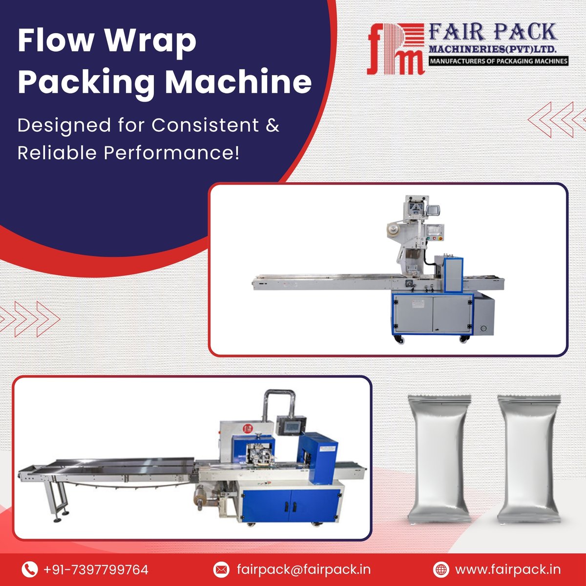 FairpackMachine's tweet photo. Speed meets precision in packaging ⚙️

Flow Wrap Packing Machine delivers:
» High-speed performance
» Reliable output
» Versatile applications

Visit: https://t.co/dik6cljOsT

#FairPackMachineriesPvtLtd #Fairpack #FlowWrapPackingMachine #FlowWrapPacking #EfficientPackaging https://t.co/uHHYALbK8M