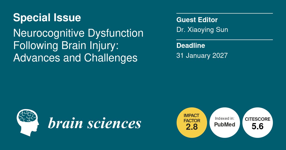 BrainSci_MDPI's tweet image. 🧠 SI in the section "#Molecular and #Cellular #Neuroscience" is open for submissions!

#Neurocognitive Dysfunction Following #Brain #Injury: Advances and Challenges

👉 brnw.ch/21x1BC8

@MDPIOpenAccess @Scilit_ @MediPharma_MDPI #neuroinflammation #NeuronGlia #glia