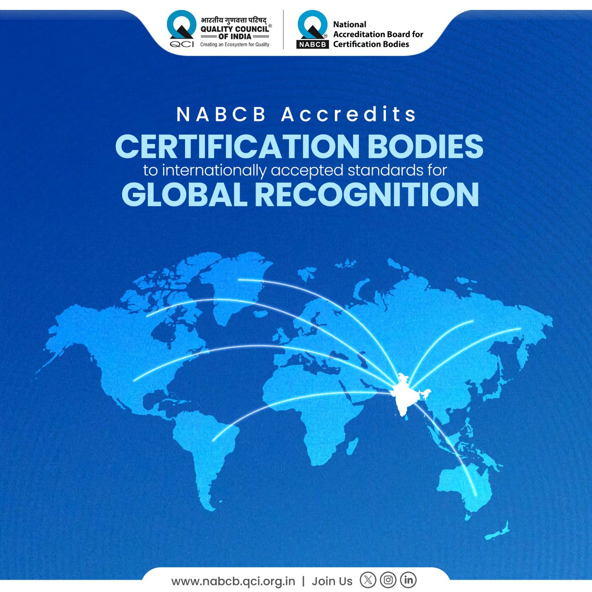 NABCB_QCI's tweet photo. NABCB accreditation = global recognition🌍
#NABCB #QualityCouncilOfIndia #Accreditation #GlobalTrade #QualityInfrastructure https://t.co/nS8Kq44Znv