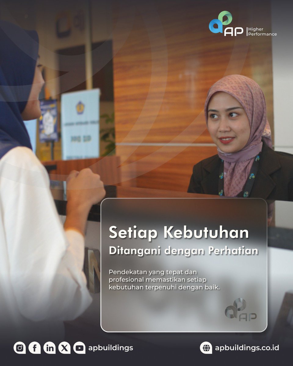 apbuildings's tweet photo. Pelayanan yang tepat menghadirkan kenyamanan di setiap interaksi. Setiap kebutuhan ditangani dengan perhatian dan standar profesional.

#APBuildings #HigherPerformance #ServiceExcellence #PelayananProfesional https://t.co/J14UwjgHbI