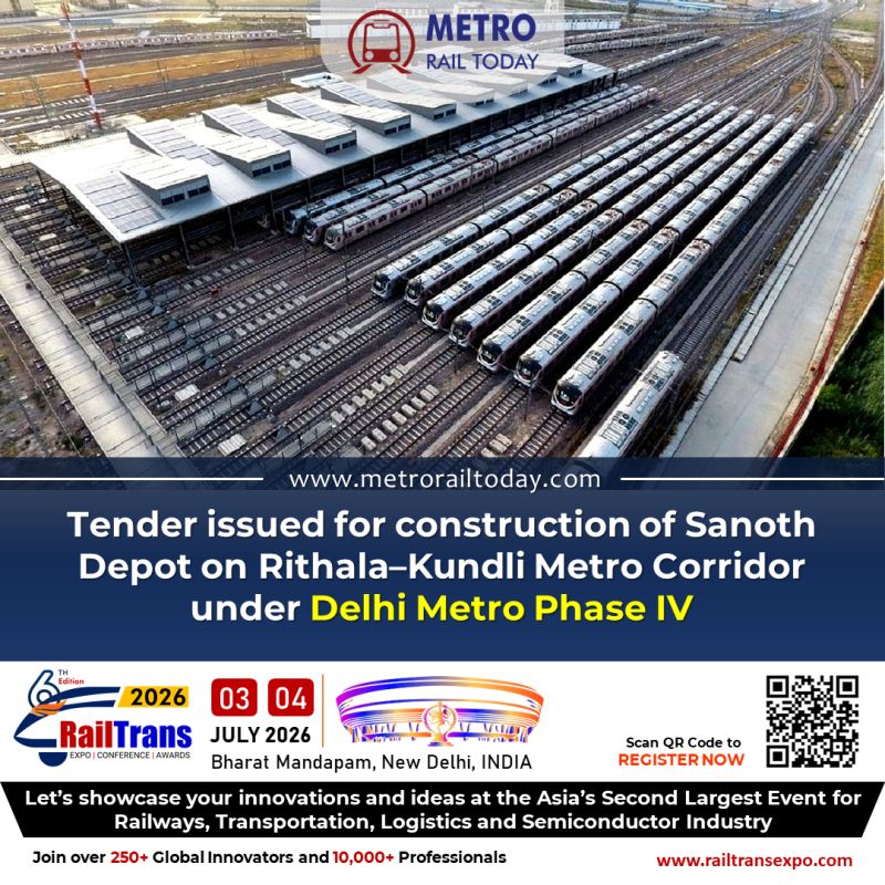 MetroRailToday_'s tweet photo. Tender issued for construction of Sanoth Depot on Rithala–Kundli Corridor under Delhi Metro Phase IV | Read more: https:https:https://t.co/bMndhhIV3p
#delhimetro #phase4 #sanothdepot #constructio #tender #updates #metrorailtoday https://t.co/1KTUIal06P