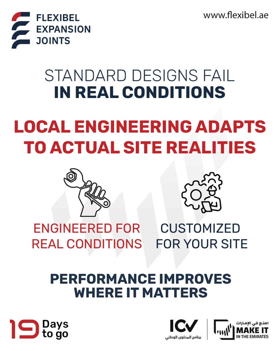 flexibellows's tweet image. Flexibel Expansion Joints—engineered for performance where it matters.

Meet us at Make It In The Emirates
📍 ADNEC, Abu Dhabi | Hall 3, 3-MF13
📅 4–7 May | ⏳ 19 Days
#Flexibel #EngineeringSolutions #MIITE