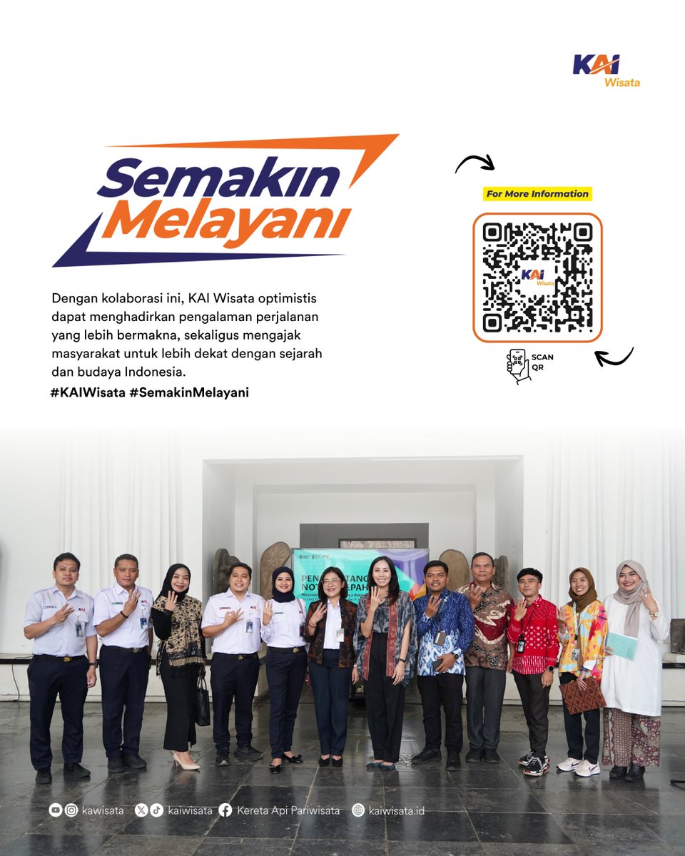 kaiwisata's tweet image. Hai #SahabatKAIWisata
Pada Rabu, 15 April 2026
KAI Wisata bersama Museum dan Cagar Budaya hadirkan integrasi transportasi dan wisata edukasi berbasis OTA (Online Travel Agent).

#KAIWisata #MoU #Kolaborasi #MuseumdanCagarBudaya