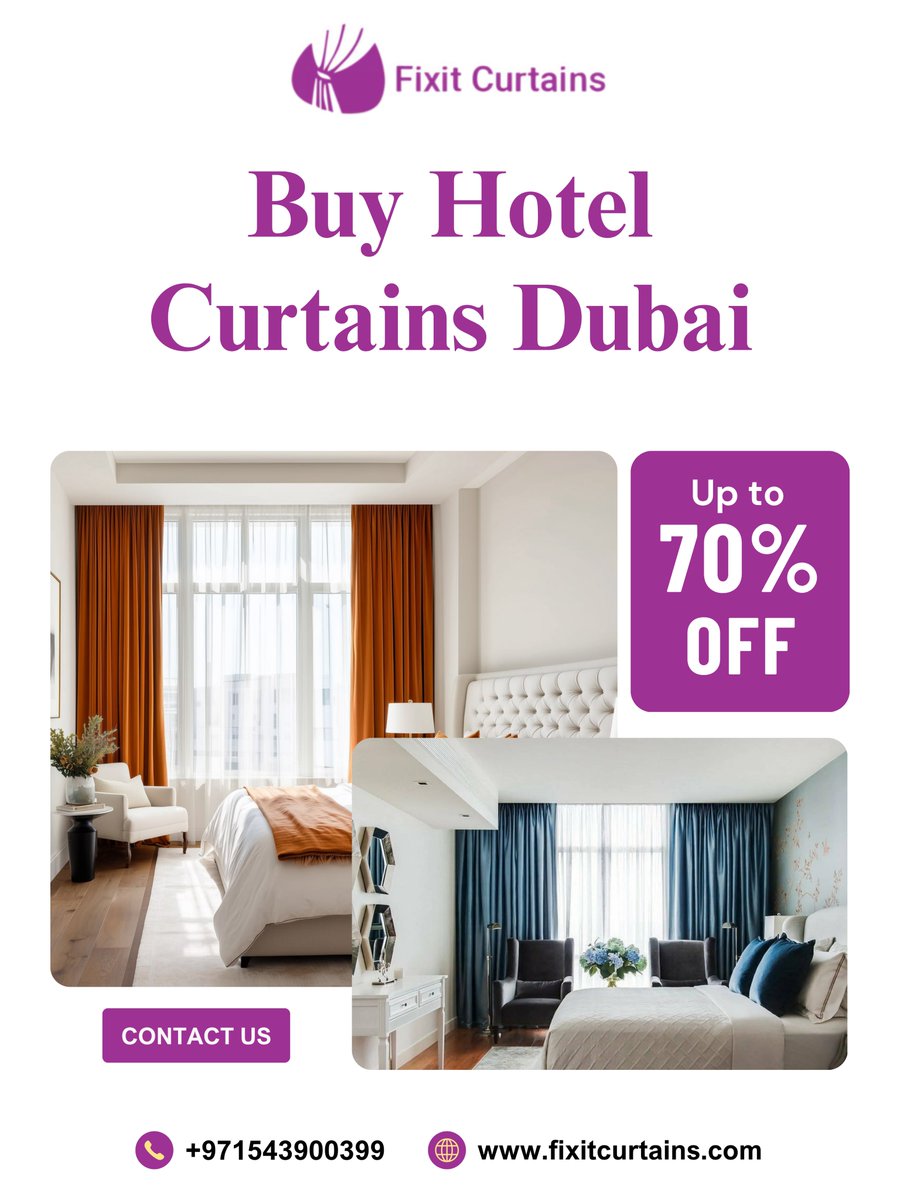 FixitCurtains's tweet image. Upgrade your hospitality spaces with premium hotel curtains in Dubai. Stylish, durable, and custom-made solutions designed to enhance comfort and elegance — now up to 70% off.

📞 +971543900399
🌐 fixitcurtains.com/hotel-curtains/

#HotelCurtainsDubai #FixitCurtains #DubaiInteriors