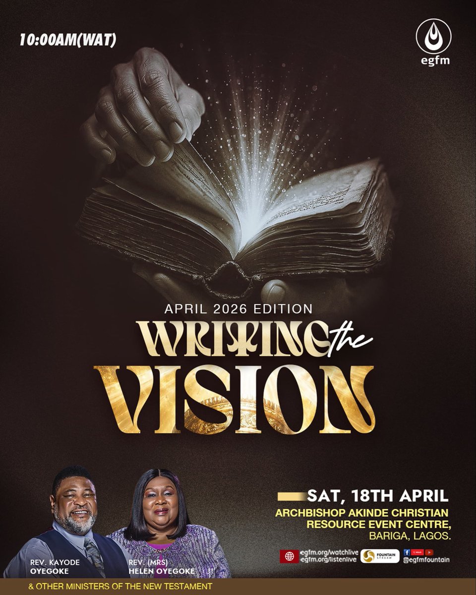 THE APRIL 2026 EDITION OF WRITING THE VISION HOLDS THIS SATURDAY!

The Lord does not hide Himself to tease us; He wants to give us the Kingdom, much more than we even desire to have it! 

The coming of the Lord to His body through different allocations of His word is such that He