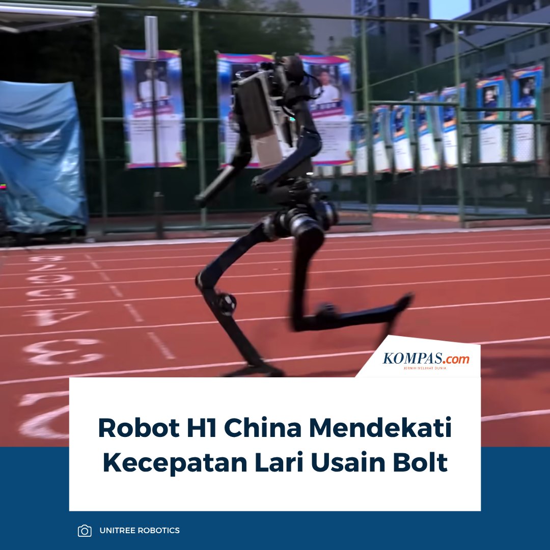 kompascom's tweet image. Startup robotika Unitree Robotics memamerkan robot humanoid bikinannya bernama H1 yang mampu berlari kencang seperti atlet peraih rekor dunia.

👉🏻Baca selengkapnya tekno.kompas.com/read/2026/04/1…

~AM #Robot #Lari #China