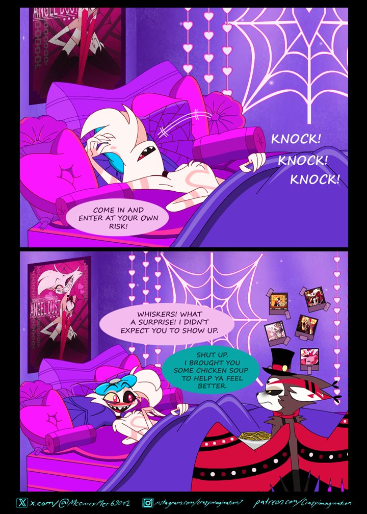MccurryMer69042's tweet image. Angel isn't well so Husk comes to help_Page01-3
#angeldust #husk #huskerdust #cherribomb
#hazbinhotel #hazbinhotelfanart