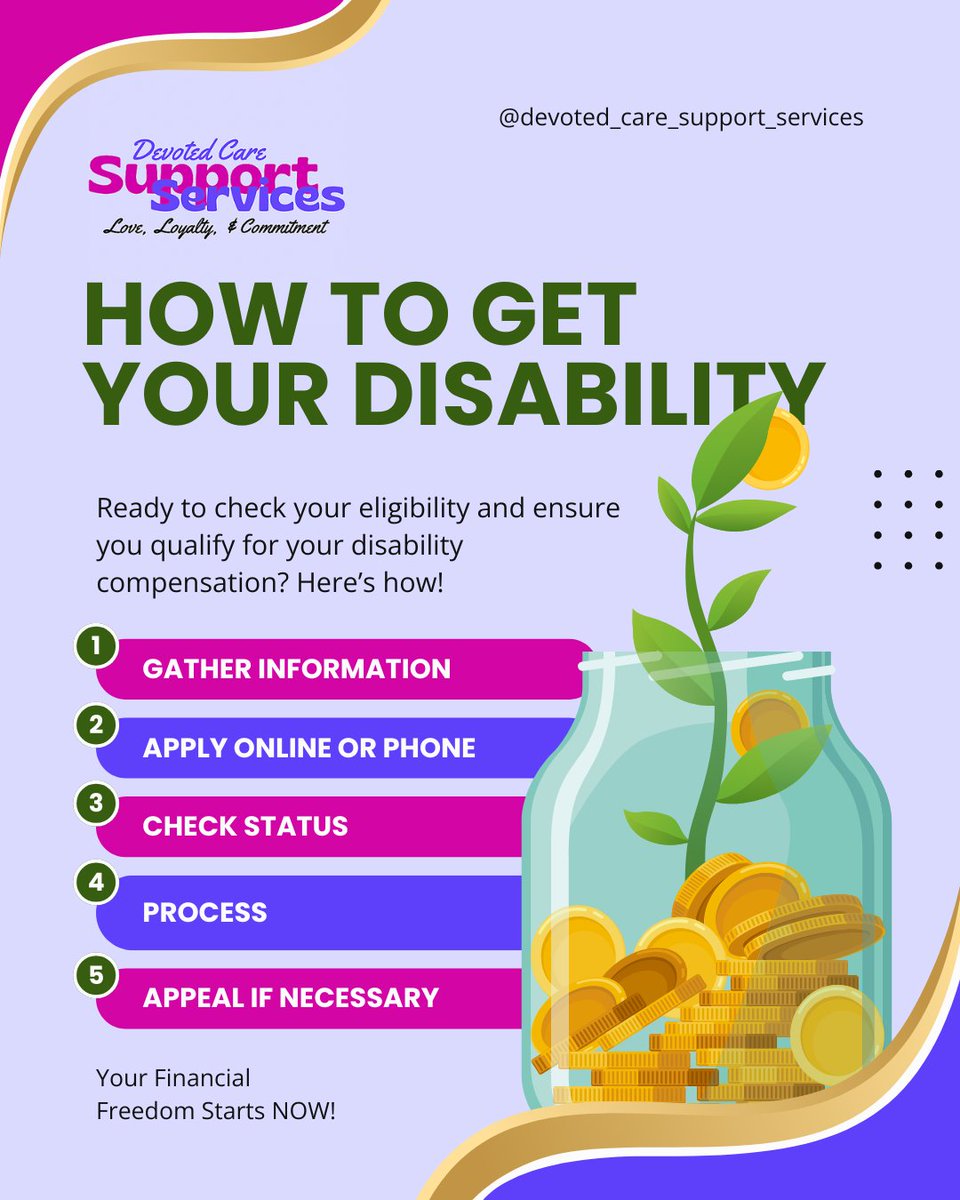 devotedcaresupp's tweet image. Getting Disability in NJ:

📷 Check eligibility (condition prevents work ≥12mo)
📷 Gather medical records &amp;amp; work history
📷 Apply: SSDI/SSI → ssa.gov or 1-800-772-1213
📷 Wait 3–6mo, appeal if denied
Tip: Detailed docs = faster approval!
#NJDisability #SSDI #SSI