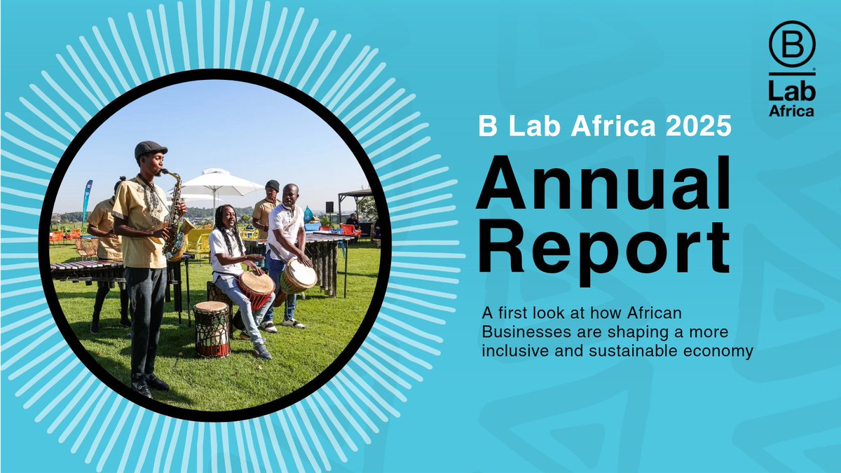 blabafrica's tweet photo. We’re excited to share a major milestone for our region, B Lab Africa’s very first Annual Report is now live. 

This is a celebration of how African B Corps are boldly stepping up to transform the global economy to benefit people and the planet, with creativity, resilience, and deeply rooted local solutions that are shaping a better future.

From driving inclusive growth to reimagining sustainable enterprise, the report captures the momentum of a growing movement that is redefining what responsible business looks like, right here in Africa.

Explore the interactive report here: https://t.co/P3b04bdFp6

#BLabAfricareport2025 #BcorpsinAfrica #ImpactAfrica