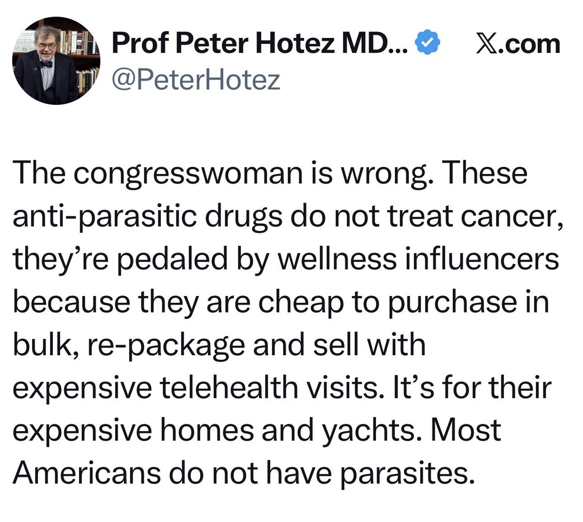 Well damn, Peter just confirmed anti parasitics treat cancer. Didn't have that on my 2026 bingo card.