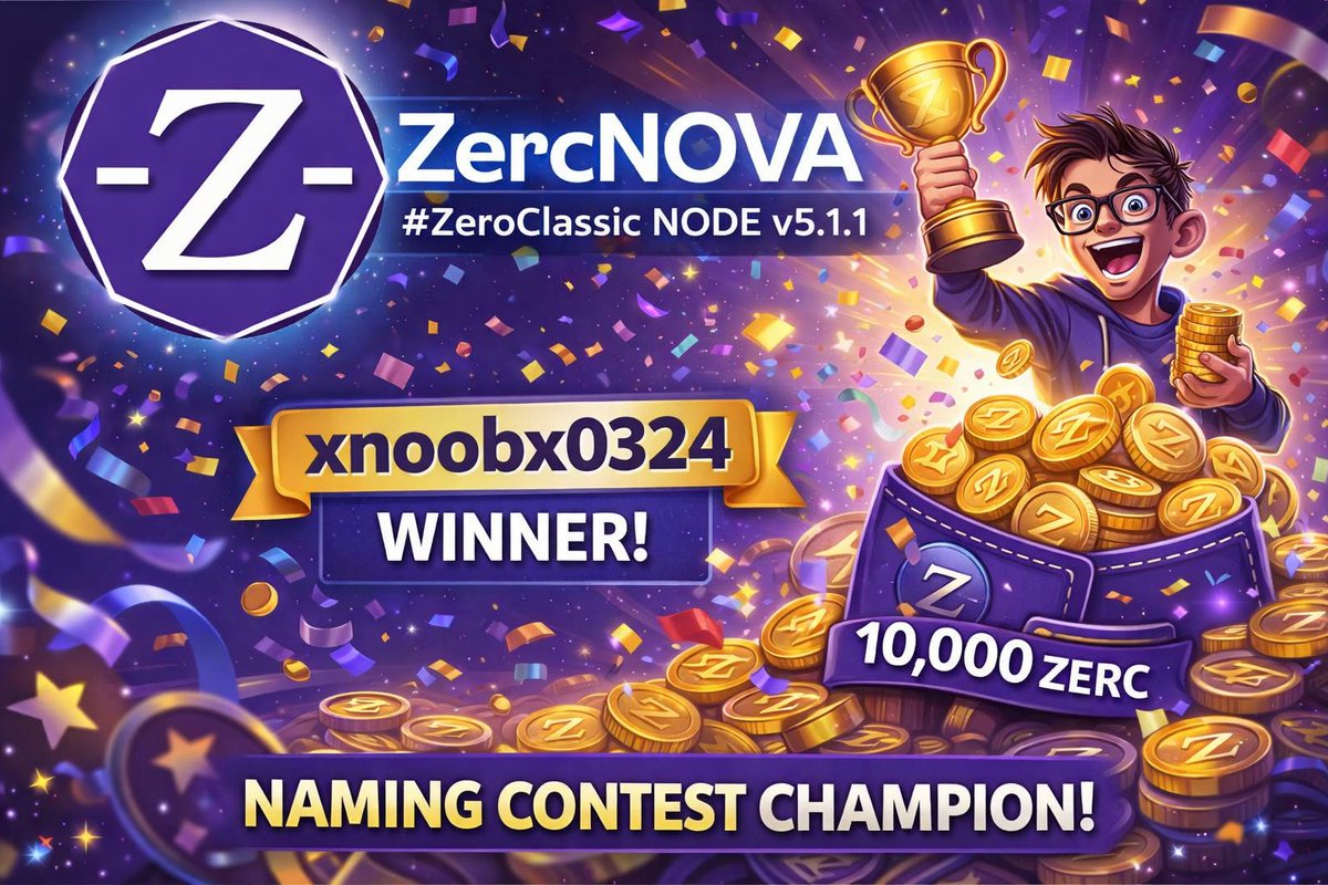 ZeroClassic_'s tweet photo. 🎉 The community has spoken!

With 70% approval, the new #ZeroClassic node v5.1.1 is officially named #ZercNOVA 🚀

Congrats to xnoobx0324 🏆 winner of the naming contest, taking home 10,000 ZERC!

Big thanks to everyone who voted ❤️ #ZERC #Crypto #Blockchain https://t.co/sEqJSH58oq