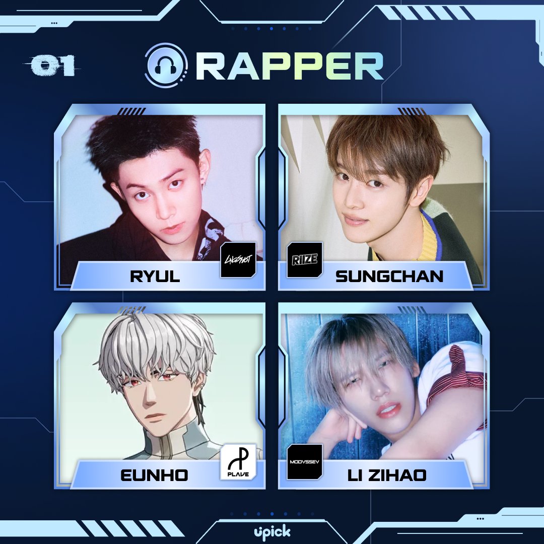 UPICK_twt's tweet image. Vote for the Best IDOL #Rapper🎧

트위터 사전 투표 4/16 2PM 시작 🔥
Twitter Pre-Vote Starts 4/16 2PM KST

#롱샷 #률 #LNGSHOT #RYUL
#라이즈 #성찬 #RIIZE #SUNGCHAN
#플레이브 #은호 #PLAVE #EUNHO
#모디세이 #리즈하오 #MODYSSEY #LIZIHAO

📌1위, 2위는 앱 결선 진출
1st, 2nd place will