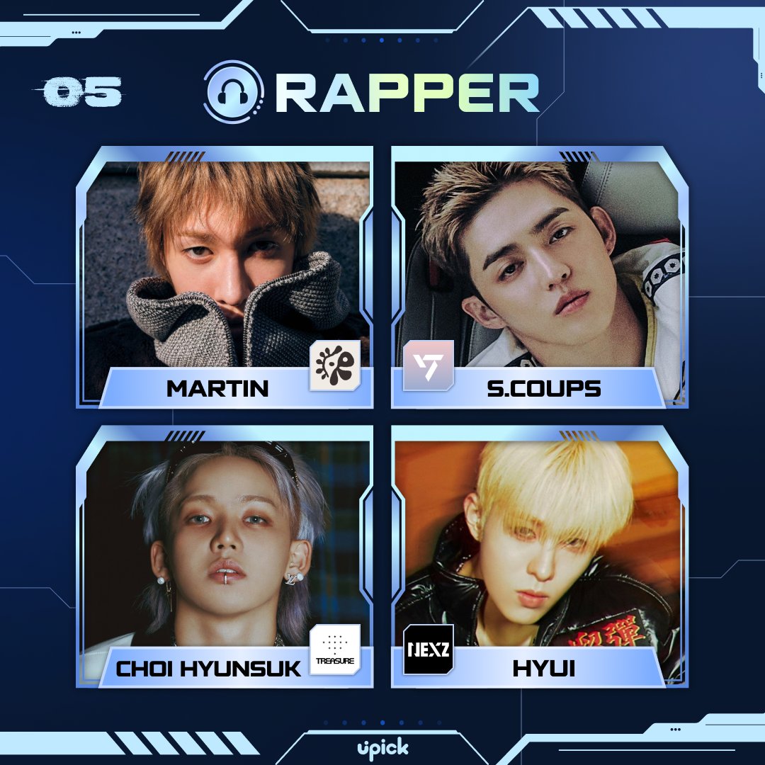 UPICK_twt's tweet image. Vote for the Best IDOL #Rapper🎧

트위터 사전 투표 4/16 2PM 시작 🔥
Twitter Pre-Vote Starts 4/16 2PM KST

#코르티스 #마틴 #CORTIS #MARTIN
#세븐틴 #에스쿱스 #SEVENTEEN #SCOUPS
#트레저 #최현석 #TREASURE #CHOIHYUNSUK
#넥스지 #휴이 #NEXZ #HYUI

📌1위, 2위는 앱 결선 진출
1st, 2nd