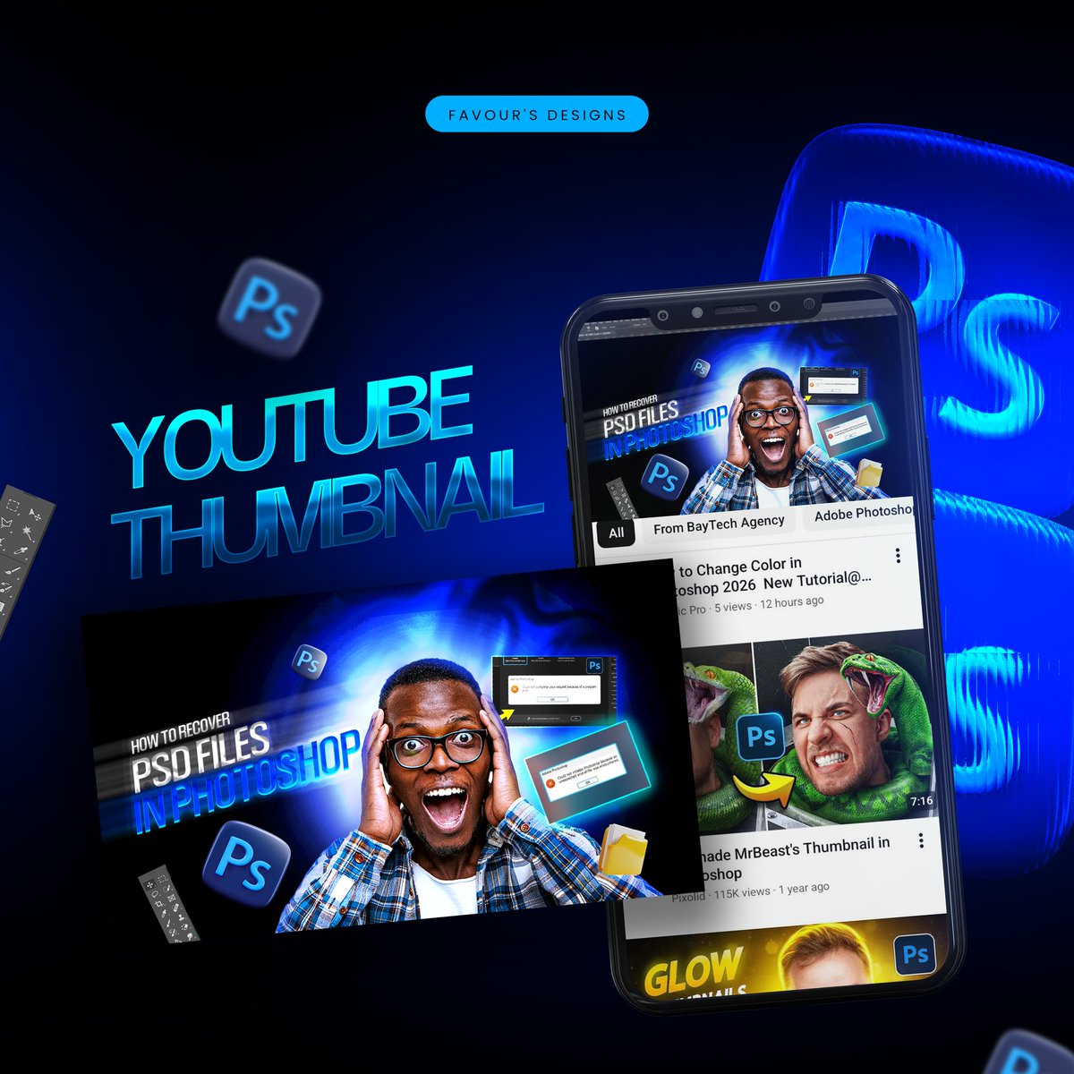 AbasionoC44211's tweet image. Designing YouTube thumbnails taught me something most people overlook.

It’s not just about aesthetics… it’s about attention engineering.

Every niche has its own visual language. What works for tech won’t work for food. 

What works for finance won’t work for entertainment.