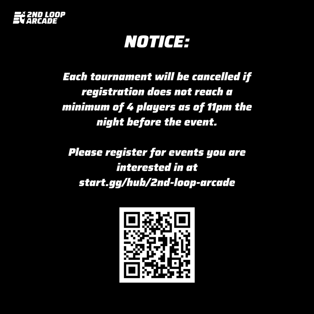 2NDLOOPARCADE's tweet photo. A note about tournament registration. https://t.co/A850MBi91f