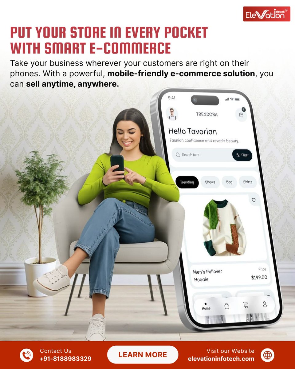 E_infotechindia's tweet image. 🛍️ Put Your Store in Every Pocket with Smart E-Commerce! 📞 Contact Us: +91-8188983329
🌐 Visit: elevationinfotech.com
#Ecommerce #OnlineStore #DigitalGrowth #SellOnline #BusinessExpansion #ElevationInfotech 🛒🚀