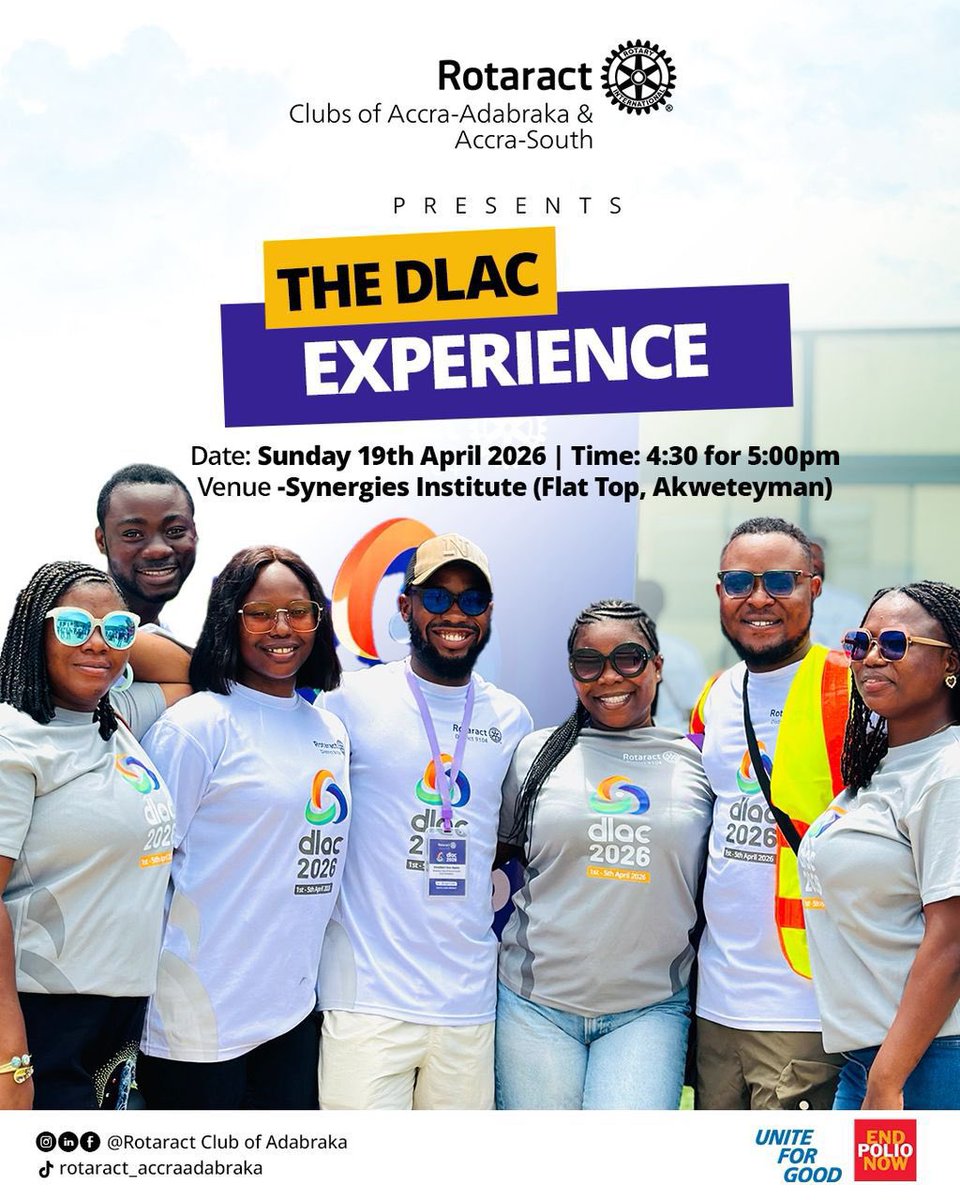 DLAC 2026 didn’t just happen, it left a mark.
The Rotaract Clubs of Accra-Adabraka &amp; Accra-South invite all Rotaractors and guests to The DLAC Experience. 

#RotaractAccraSouth
#RotaractAccraAdabraka
#DLACDiaries 
#ServiceAboveSelf
#UniteForGood