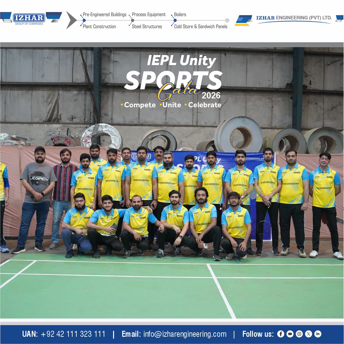 IEPLPakistan's tweet photo. IZHAR ENGINEERING (PVT.) LTD
An Engineering Company

🏆 IEPL Unity Sports Gala 2026 – Glimpses of an Unforgettable Day!

#IEPL #IzharEngineering #SportsGala2026 #EventHighlights #PhotoHighlights #TeamSpirit #UnityInAction #CorporateCulture #EmployeeEngagement #MemorableMoments https://t.co/nTkQ1LmBfS