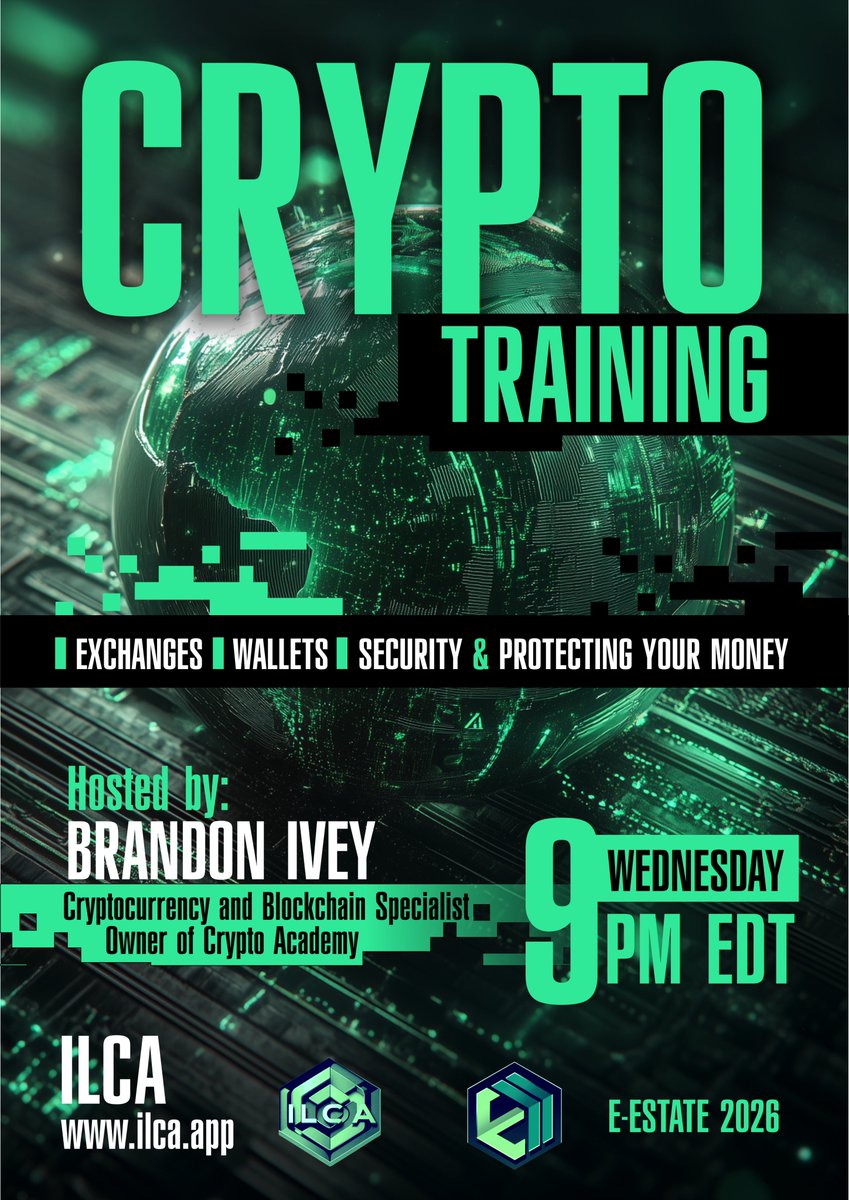 🪙 Exchanges, Wallets, and Security
🏙️ Crypto Training | 📅 Wednesday | 🇺🇸 EDT 9:00 PM

Protecting your funds is critical. As you generate strong results with E-Estate and manage growing digital capital, it’s important to understand that bad actors are constantly working to gain