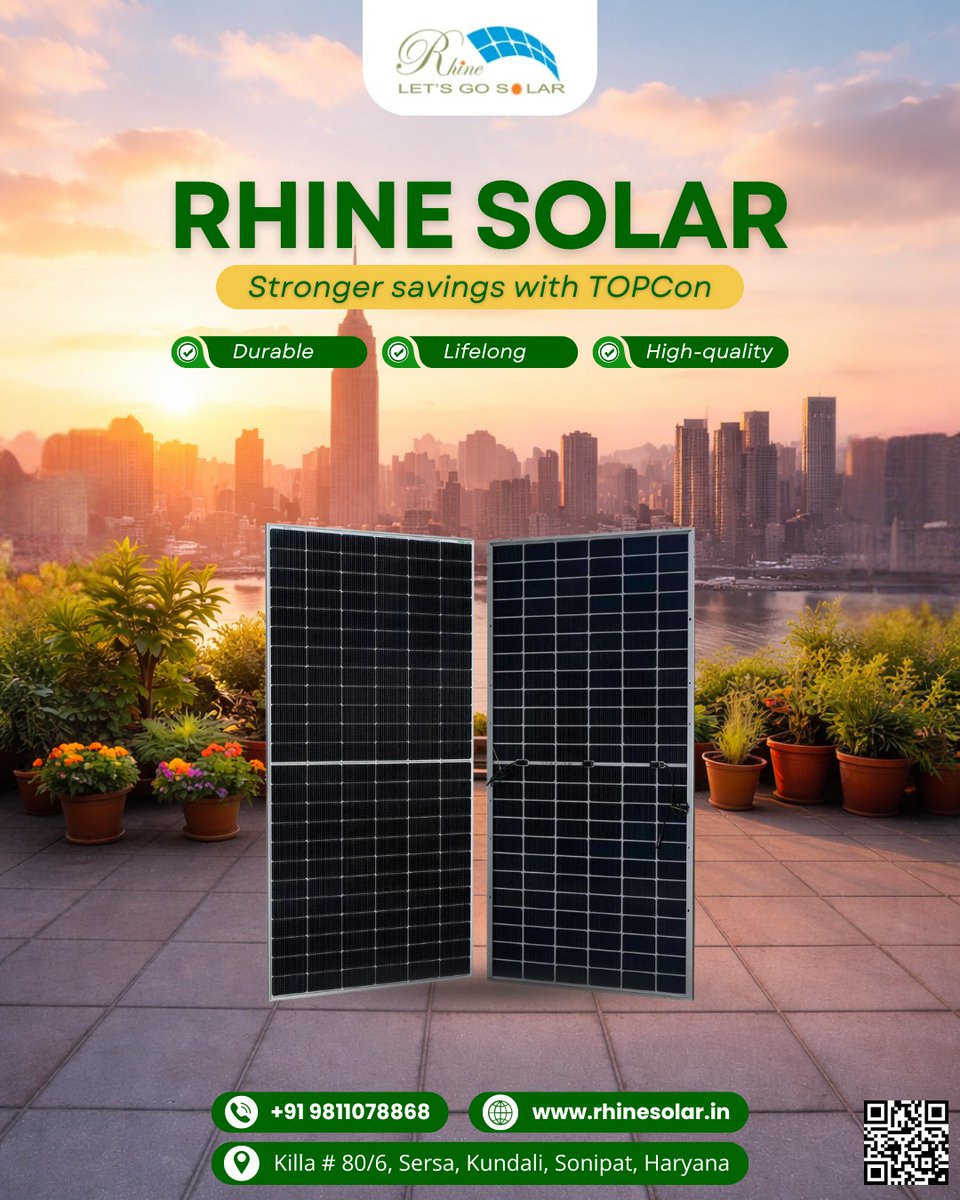 Power your future with Rhine Solar ☀️⚡

📞 Contact Us: +91 98110 78868
🌐 Visit: rhinesolar.in
📍 Location: Killa No. 80/6, Janti Kalan Rd, Sersa, Kundli, Sonipat, Haryana

#RhineSolar #SolarEnergy #GoSolar #TOPCon #SolarPower #CleanEnergy