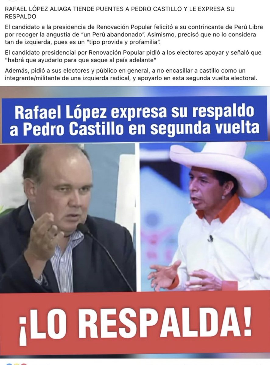 Porky acusa a Keiko de que es parte del fraude, la ha insultado y atacado en toda su campaña.
Pero él exige que Keiko se pronuncie y lo apoye.
Que hizo Porky el 2021?
Esto 👇