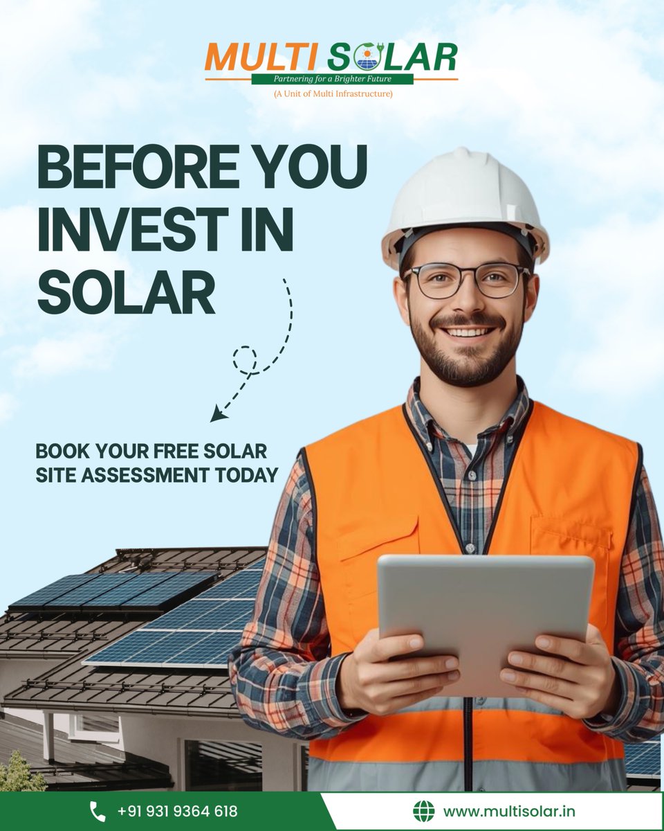 multisolar_in's tweet photo. Most people think solar starts with panels. It actually starts with the right assessment
Book your free assessment and move towards clean, predictable energy with confidence
#SolarIndia #RooftopSolar #SolarPanelInstallation #SolarSystemForHome #ResidentialSolar https://t.co/L6HjaJMheX