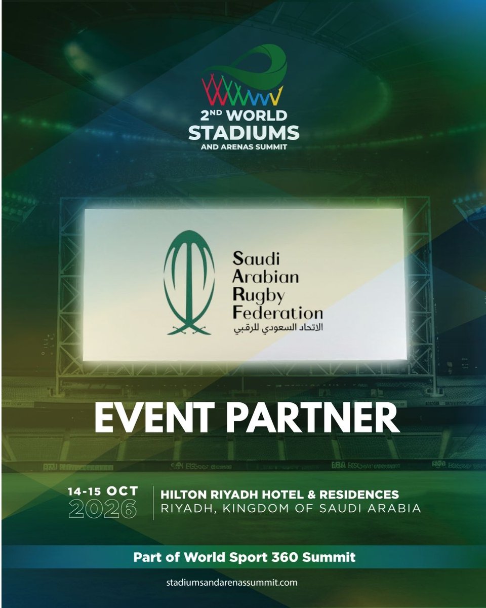 We’re proud to have the <a href="/ksa_Rugby/">Saudi Arabian Rugby Federation</a> as an Event Partner to discuss the specialized infrastructure needed for this high-impact sport. The game is changing, be there to see it.

📅14-15 October 2026📍Riyadh 
🔗 stadiumsandarenassummit.com 

#SaudiRugby #RiyadhEvents