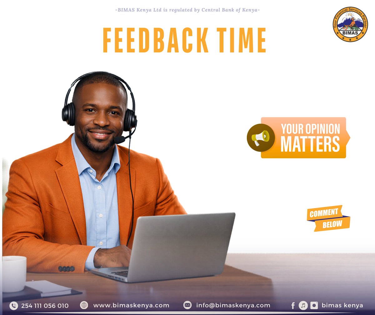 bimas_kenya's tweet image. Your feedback keeps us going. 

Share your experience with BIMAS in the comments or send us your feedbackyour story could inspire others.

Visit your nearest BIMAS branch today or call us to learn more.
#BIMASMicrofinance #CustomerFeedback #ShareYourStory #BusinessGrowth