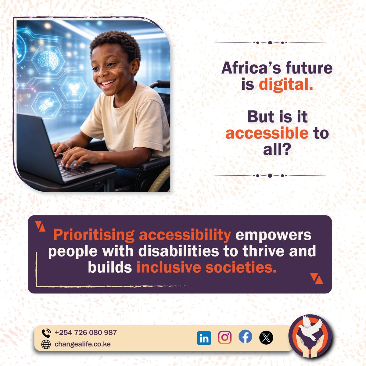Change_Alife's tweet image. Africa’s future is digital. But is it accessible to all? Prioritising accessibility empowers people with disabilities to thrive and builds inclusive societies. Partner with us at changealife.co.ke

#inclusionmatters #DisabilityInclusion #changealife