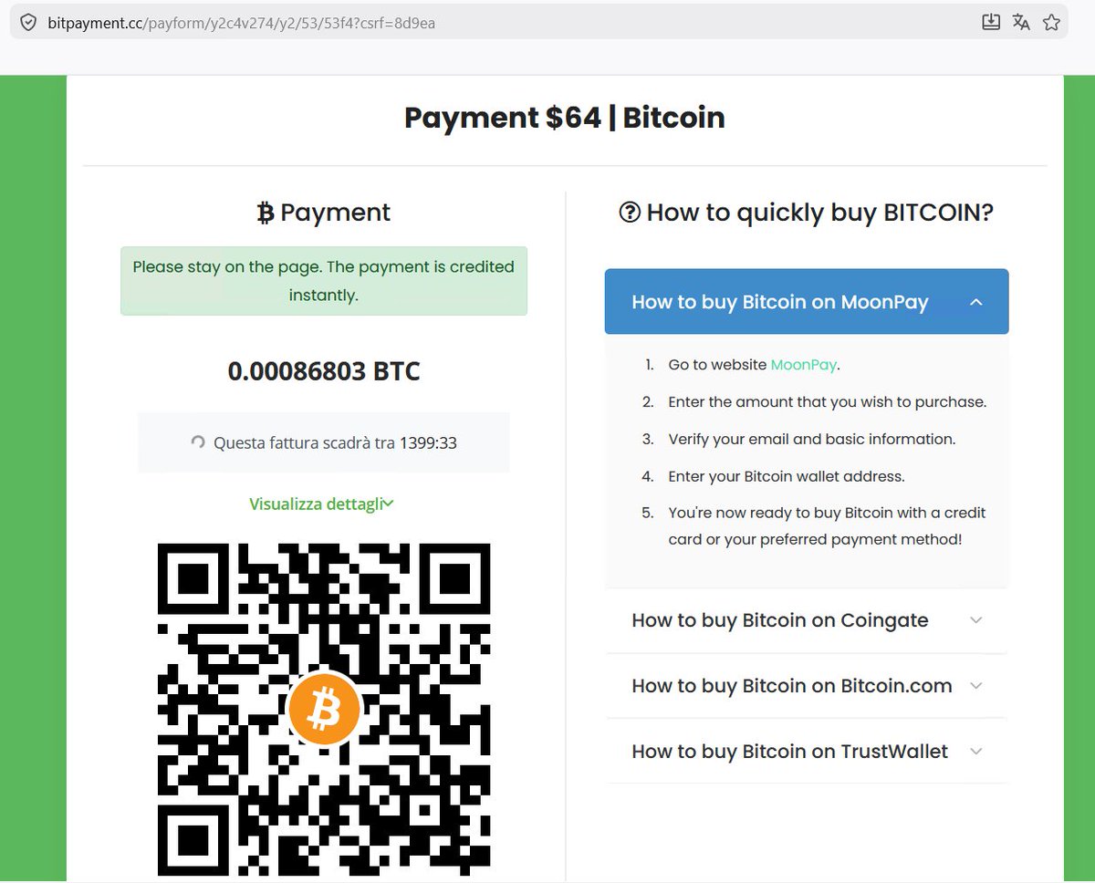 ShadowOpCode's tweet image. #Bitcoin #scam website seen in Italy
#phishing
hxxps://1sea[.]nikens[.]at/payouts/account/exchange-form
👇
hxxps://bitpayment[.]cc
👇
bc1q27awue9u08dnmxnlst3xwmyz5ge2jlgwec8nsq
@illegalFawn @JAMESWT_WT