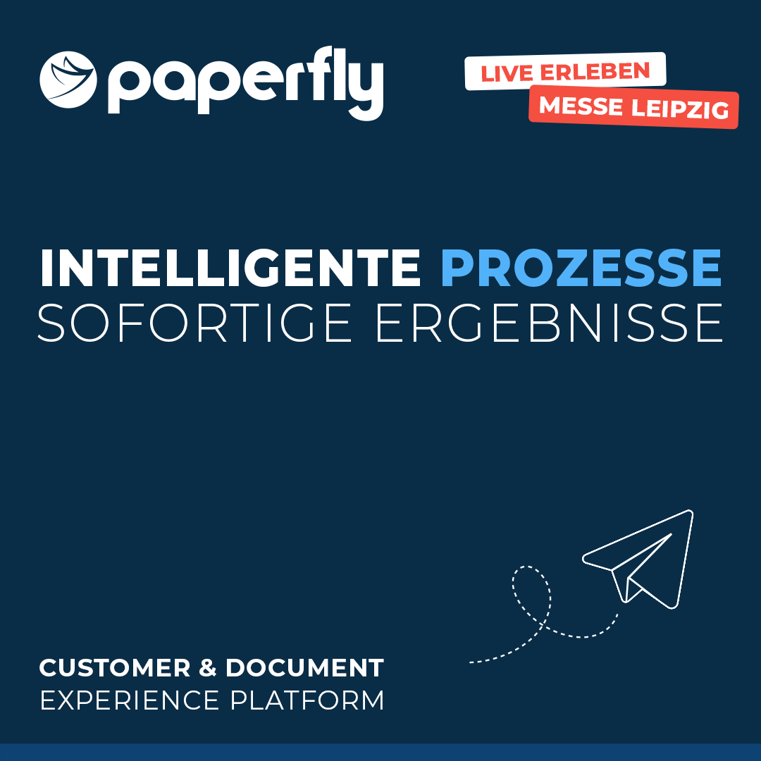 paperfly_io's tweet photo. 𝗜𝗡𝗧𝗘𝗟𝗟𝗜𝗚𝗘𝗡𝗧𝗘 𝗣𝗥𝗢𝗭𝗘𝗦𝗦𝗘.
𝗦𝗢𝗙𝗢𝗥𝗧𝗜𝗚𝗘 𝗘𝗥𝗚𝗘𝗕𝗡𝗜𝗦𝗦𝗘.
Live in Leipzig auf dem 𝗦𝗰𝗵𝗮𝗱𝗲𝗻𝗸𝗼𝗻𝗴𝗿𝗲𝘀𝘀:

→ Alle Touchpoints in einem Workflow
→ Strukturierte Dokumente
→ Automatisierte Verarbeitung

Ein Prozess, der einfach funktioniert. https://t.co/6AxQIqAUGk