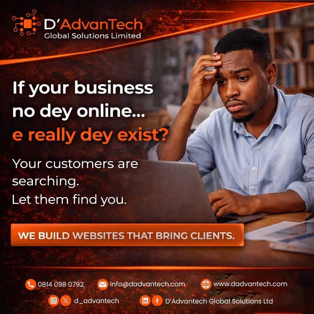 d_AdvanTech's tweet photo. Your business deserves more than just an online presence, it needs powerful digital solutions that perform.
 
At D’AdvanTech Global Solutions Limited, we design and develop websites, mobile apps, and custom software tailored to your business goals. https://t.co/5jP2CcL94d